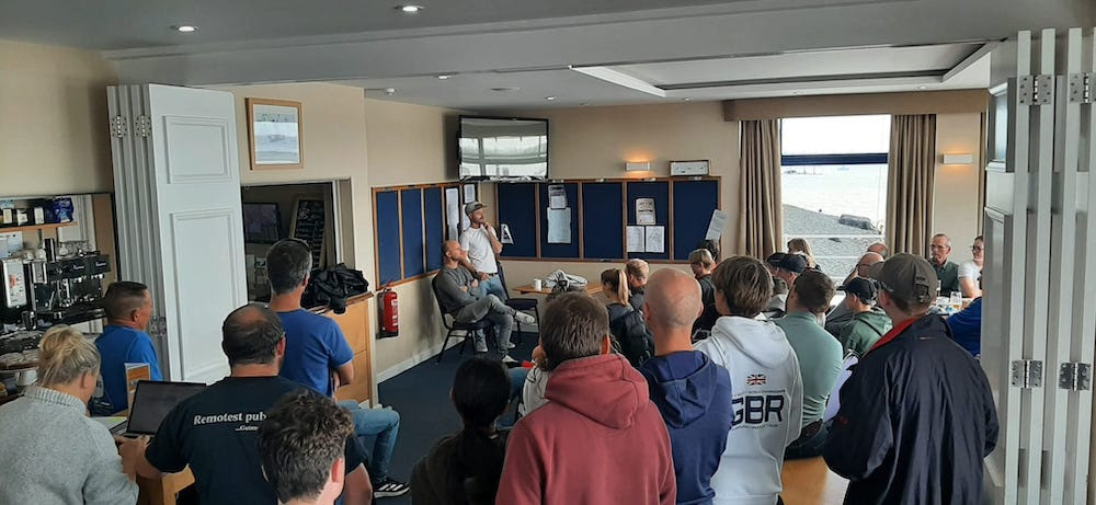 Luke Patience and Christian Birrell during this afternoon's classroom session – photo Roger Mant
